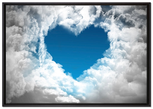 Romantisches Herz in den Wolken auf Leinwandbild gerahmt Größe 100x70