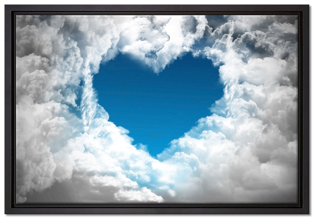 Romantisches Herz in den Wolken auf Leinwandbild gerahmt Größe 60x40