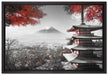 Japanischer Tempel im Herbst auf Leinwandbild gerahmt Größe 60x40