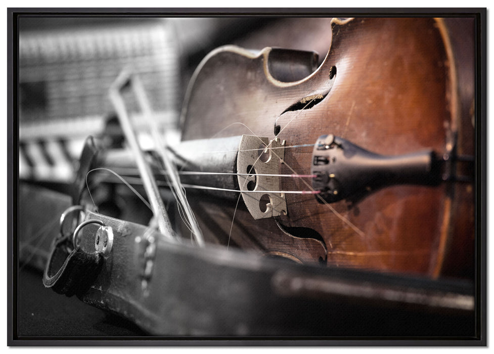 Alte Violine auf Leinwandbild gerahmt Größe 100x70