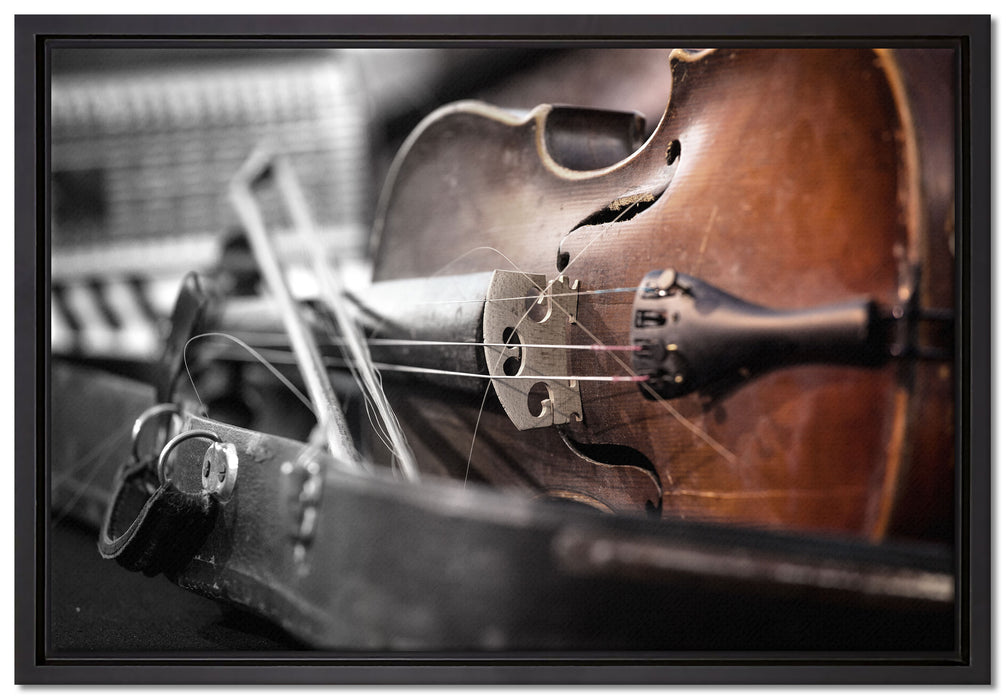 Alte Violine auf Leinwandbild gerahmt Größe 60x40