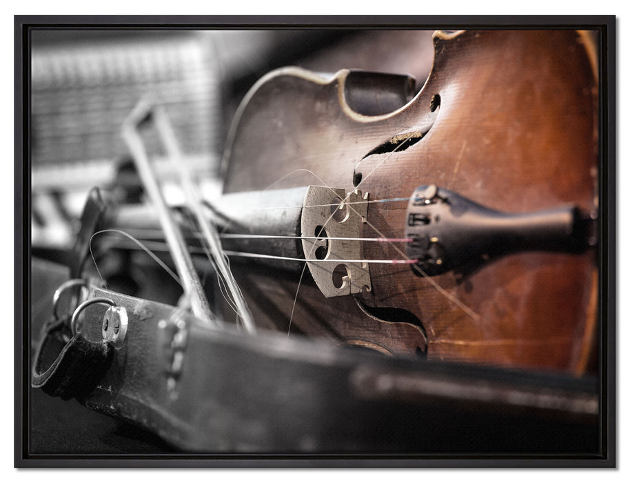 Alte Violine auf Leinwandbild gerahmt Größe 80x60