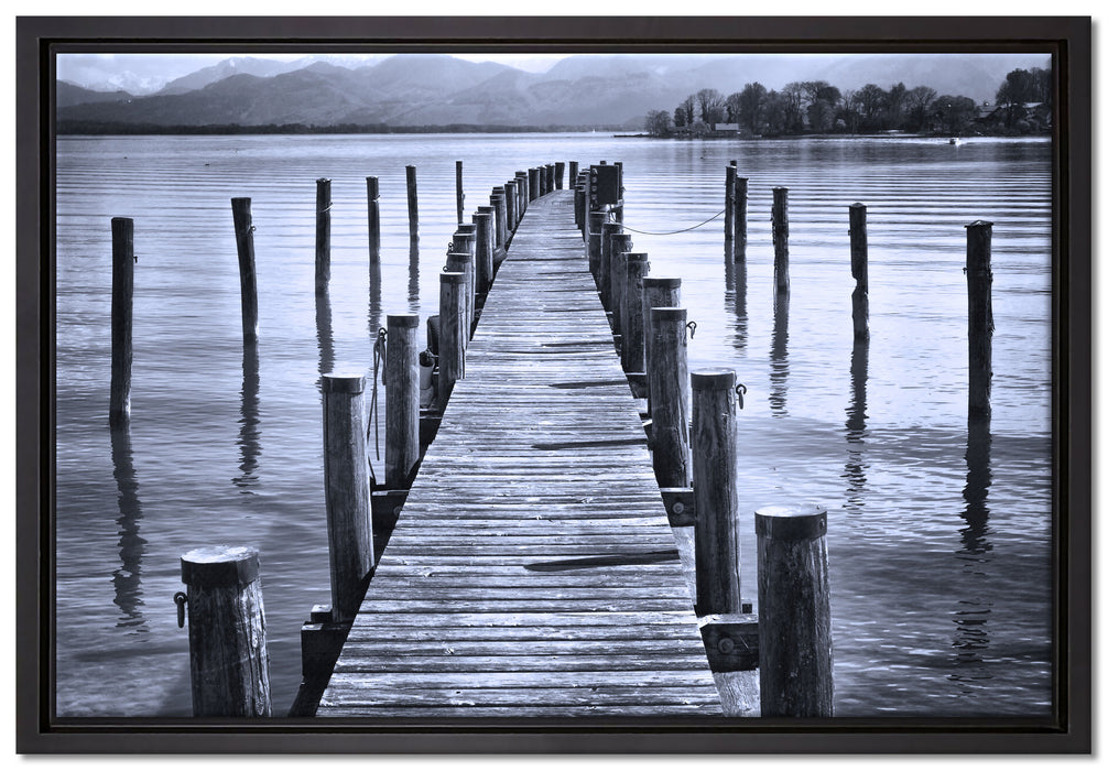 Langer Holzsteg ins Meer auf Leinwandbild gerahmt Größe 60x40