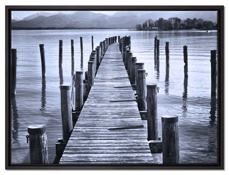 Langer Holzsteg ins Meer auf Leinwandbild gerahmt Größe 80x60