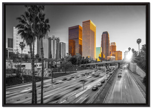 Straßenverkehr in Los Angeles auf Leinwandbild gerahmt Größe 100x70