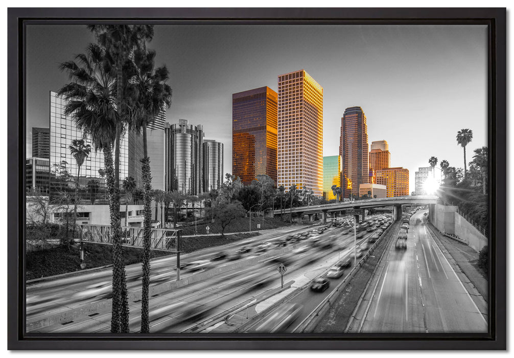 Straßenverkehr in Los Angeles auf Leinwandbild gerahmt Größe 60x40