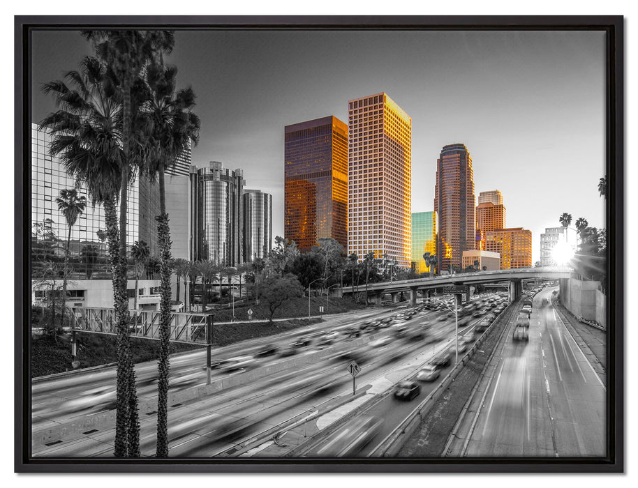 Straßenverkehr in Los Angeles auf Leinwandbild gerahmt Größe 80x60