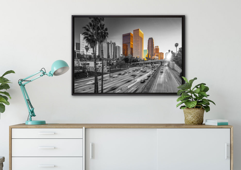 Straßenverkehr in Los Angeles auf Leinwandbild gerahmt verschiedene Größen im Wohnzimmer