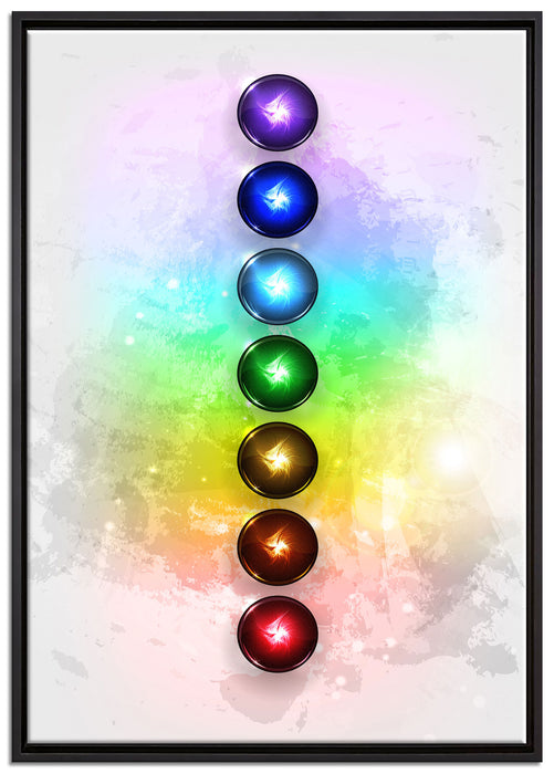 Chakra Eneregieelemente auf Leinwandbild gerahmt Größe 100x70
