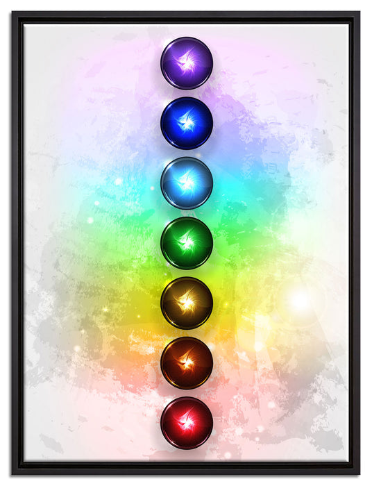 Chakra Eneregieelemente auf Leinwandbild gerahmt Größe 80x60