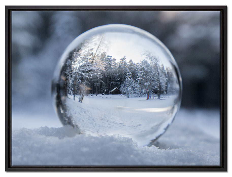 Eiskugel Winterlandschaft auf Leinwandbild gerahmt Größe 80x60