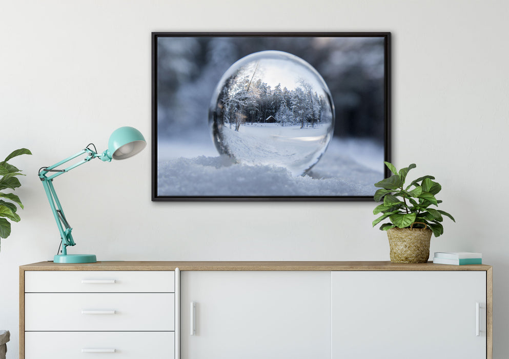 Eiskugel Winterlandschaft auf Leinwandbild gerahmt verschiedene Größen im Wohnzimmer