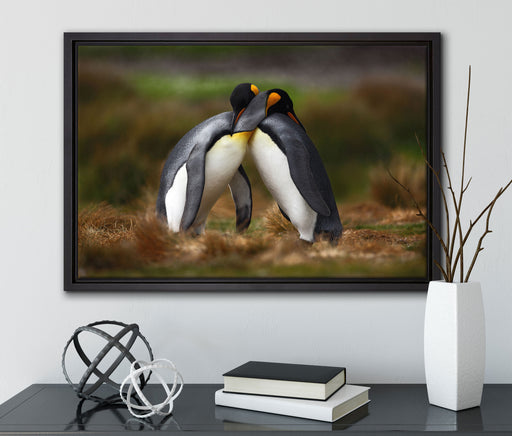 Pinguine in der Antarktis auf Leinwandbild gerahmt mit Kirschblüten