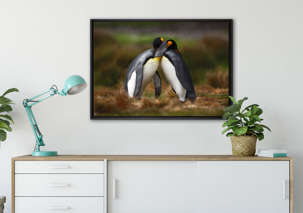 Pinguine in der Antarktis auf Leinwandbild gerahmt verschiedene Größen im Wohnzimmer
