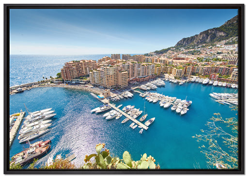 Atemberaubende Küste von Monaco auf Leinwandbild gerahmt Größe 100x70