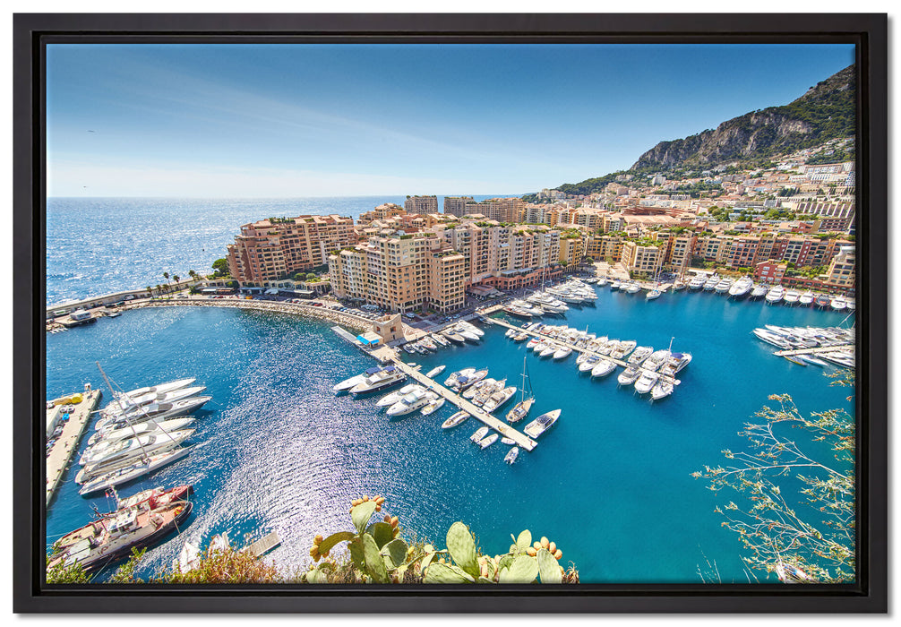 Atemberaubende Küste von Monaco auf Leinwandbild gerahmt Größe 60x40