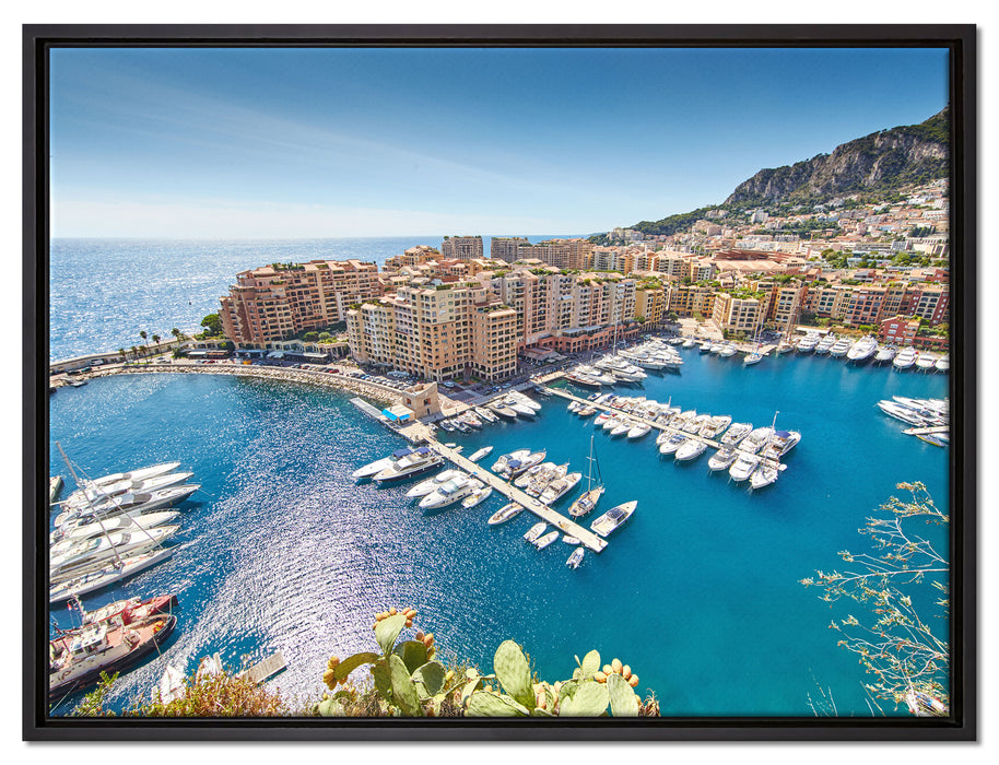 Atemberaubende Küste von Monaco auf Leinwandbild gerahmt Größe 80x60