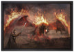 Ritter Drachen Feuer auf Leinwandbild gerahmt Größe 60x40