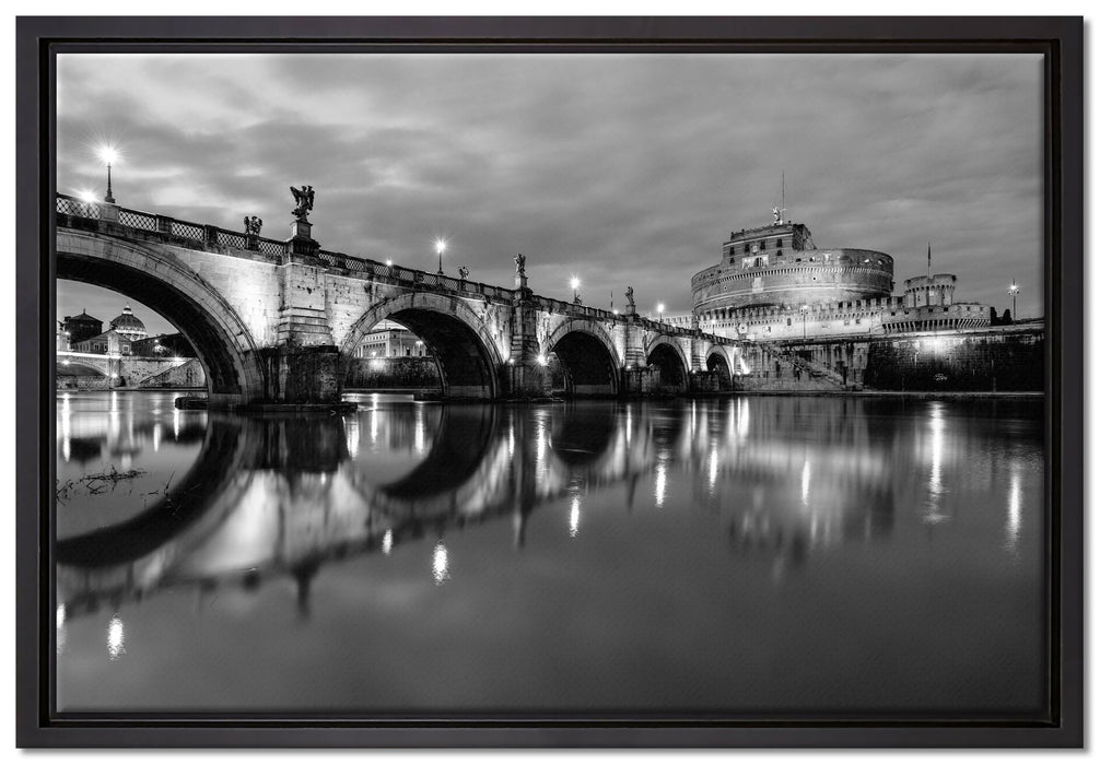 Nachtansicht von S. Angelo-Brücke auf Leinwandbild gerahmt Größe 60x40