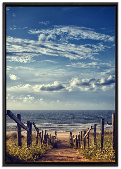 Weg zum Strand am Meer auf Leinwandbild gerahmt Größe 100x70