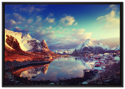 Schneelandschaft in Norwegen auf Leinwandbild gerahmt Größe 100x70