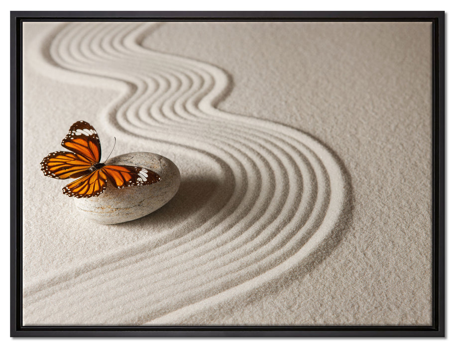 Zen Schmetterling auf Leinwandbild gerahmt Größe 80x60