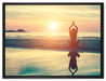 Frau in einer Yogapose am Strand auf Leinwandbild gerahmt Größe 80x60
