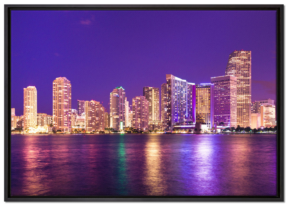 Skyline von Miami Florida auf Leinwandbild gerahmt Größe 100x70