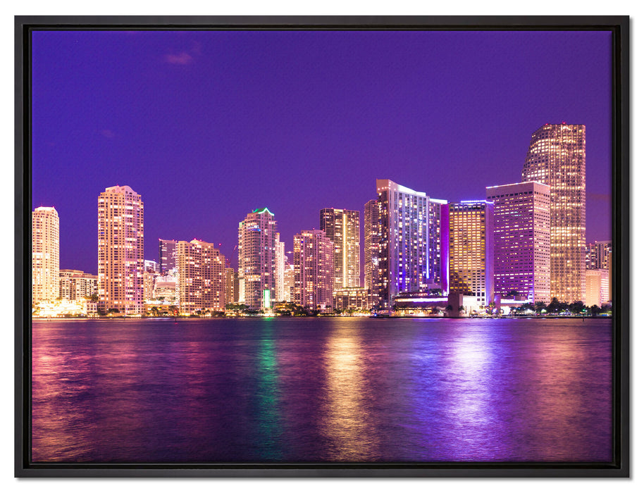 Skyline von Miami Florida auf Leinwandbild gerahmt Größe 80x60