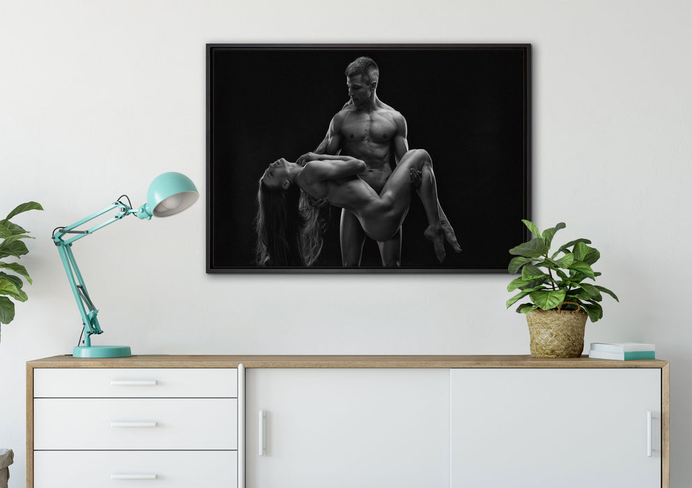 Nude sexy Paar auf Leinwandbild gerahmt verschiedene Größen im Wohnzimmer