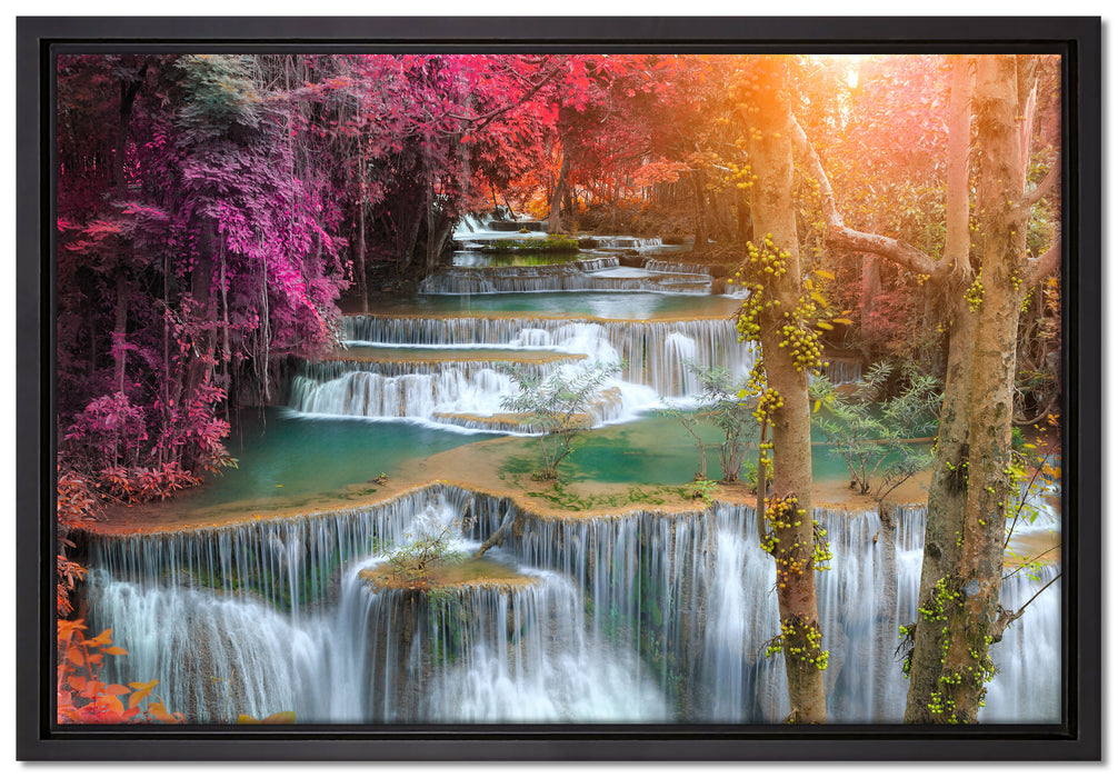 Wasserfall im Regenwald auf Leinwandbild gerahmt Größe 60x40