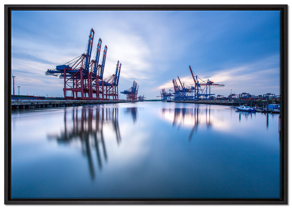 Hafen im Abendschein auf Leinwandbild gerahmt Größe 100x70