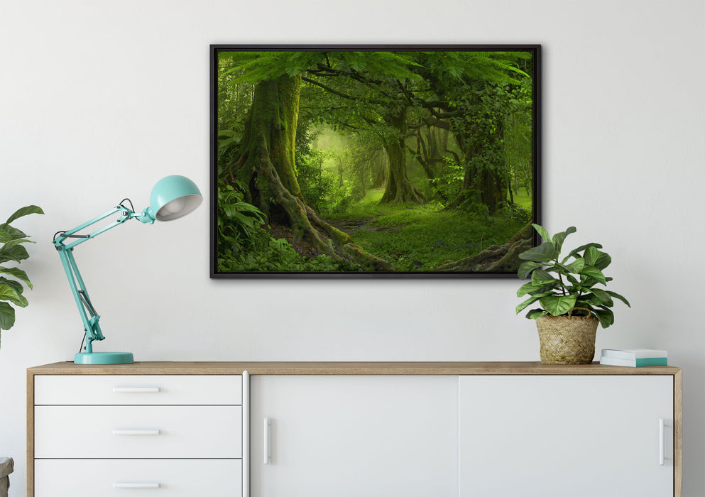 Dschungel im Regenwald auf Leinwandbild gerahmt verschiedene Größen im Wohnzimmer