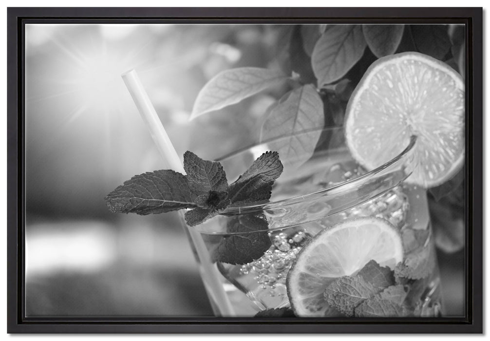 Erfrischender Mojito Cocktail auf Leinwandbild gerahmt Größe 60x40