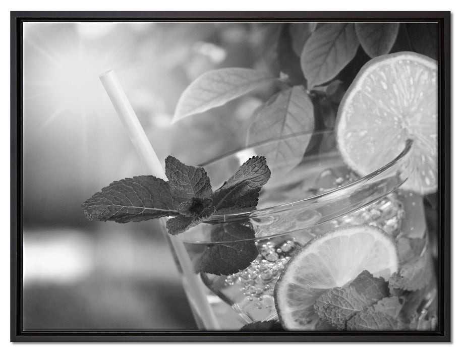Erfrischender Mojito Cocktail auf Leinwandbild gerahmt Größe 80x60
