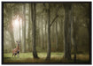 Hirsch im Wald auf Leinwandbild gerahmt Größe 100x70