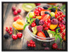 Obstsalat in der Schüssel auf Leinwandbild gerahmt Größe 80x60