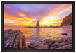 Küstenlinie mit Sonnenuntergang auf Leinwandbild gerahmt Größe 60x40