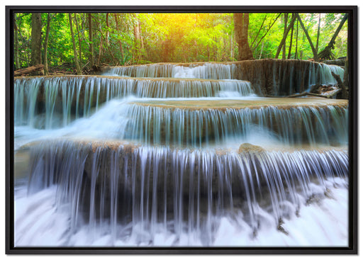 Wasserfall im Regenwald auf Leinwandbild gerahmt Größe 100x70