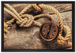 Schiffseil und Kompass auf Leinwandbild gerahmt Größe 60x40