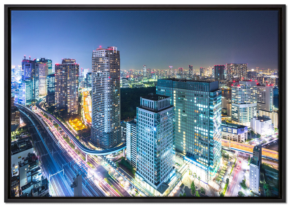 Moderne Architektur in Tokio auf Leinwandbild gerahmt Größe 100x70