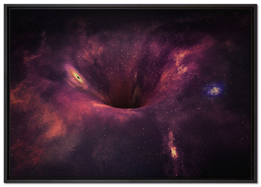 Schwarzes Loch im Weltall auf Leinwandbild gerahmt Größe 100x70