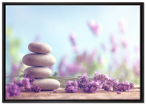 Lavendel Spa-Stillleben auf Leinwandbild gerahmt Größe 100x70