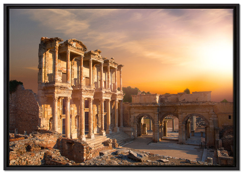 alte Tempelruine auf Leinwandbild gerahmt Größe 100x70