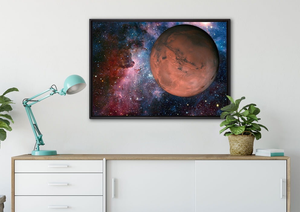 Mars im Weltall auf Leinwandbild gerahmt verschiedene Größen im Wohnzimmer