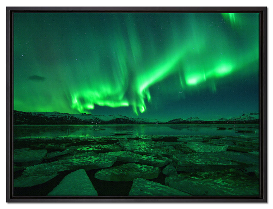 Polarlicht am Himmel auf Leinwandbild gerahmt Größe 80x60
