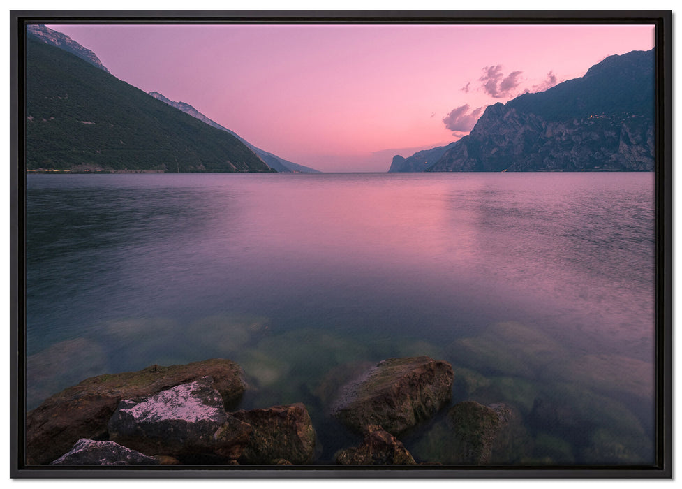 Gardasee in Italien auf Leinwandbild gerahmt Größe 100x70