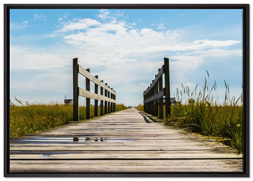 Steg in der Landschaft auf Leinwandbild gerahmt Größe 100x70