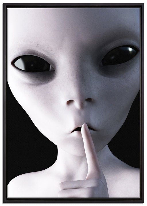 Alien - nicht reden auf Leinwandbild gerahmt Größe 100x70