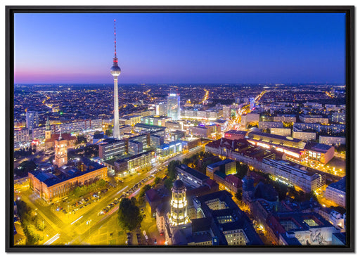 Berlin City Panorama auf Leinwandbild gerahmt Größe 100x70